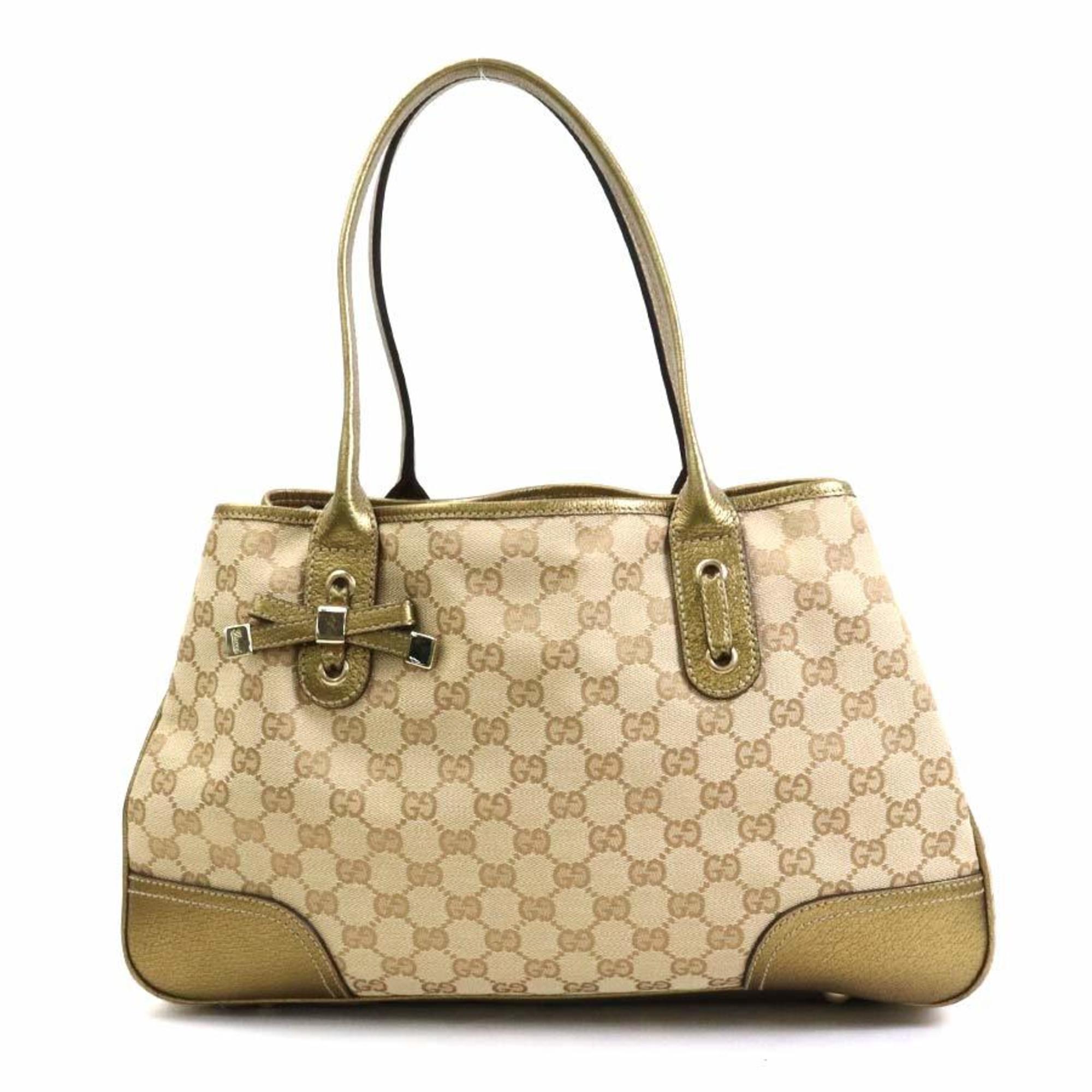 Gucci Shoulder Bag Gg Canvas Canvas/Leather Beige/Gold Women's 163805